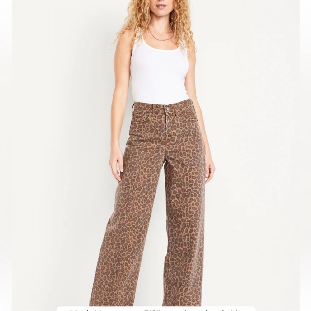 Old Navy Brown Leopard Print Wide Leg Pants